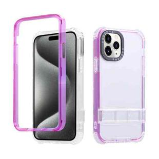 For iPhone 15 Pro 2 in 1 360 Invisible Holder Phone Case(Rose Red)