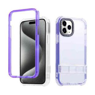 For iPhone 15 Pro 2 in 1 360 Invisible Holder Phone Case(Purple)