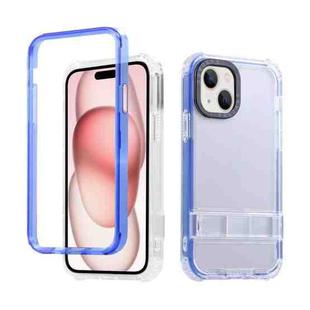 For iPhone 15 Plus 2 in 1 360 Invisible Holder Phone Case(Dark Blue)