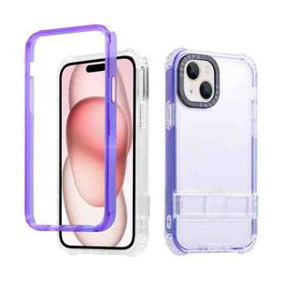 For iPhone 15 Plus 2 in 1 360 Invisible Holder Phone Case(Purple)