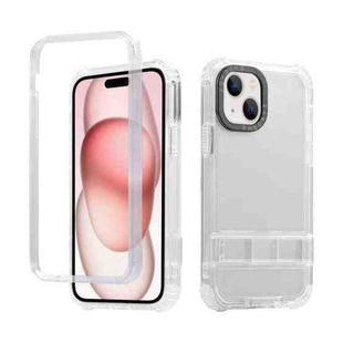 For iPhone 15 2 in 1 360 Invisible Holder Phone Case(White)