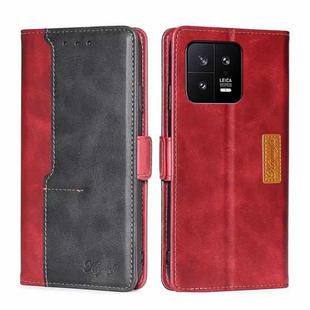 For Xiaomi 13 Contrast Color Side Buckle Leather Phone Case(Red + Black)