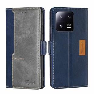 For Xiaomi 13 Pro Contrast Color Side Buckle Leather Phone Case(Blue + Grey)