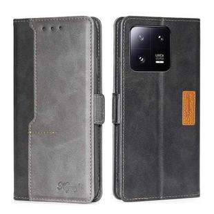 For Xiaomi 13 Pro Contrast Color Side Buckle Leather Phone Case(Black + Grey)