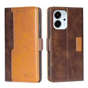 For Honor 80 SE Contrast Color Side Buckle Leather Phone Case(Dark Brown + Gold)