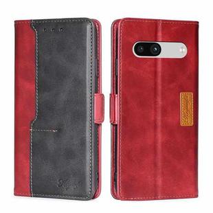 For Google Pixel 7a Contrast Color Side Buckle Leather Phone Case(Red + Black)