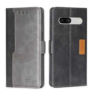 For Google Pixel 7a Contrast Color Side Buckle Leather Phone Case(Black + Grey)