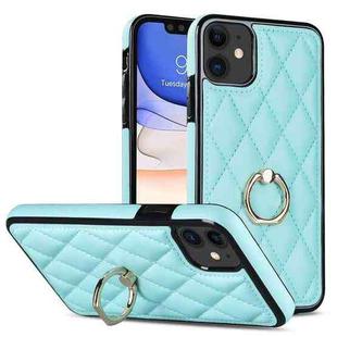 For iPhone 11 Rhombic PU Leather Phone Case with Ring Holder(Blue)