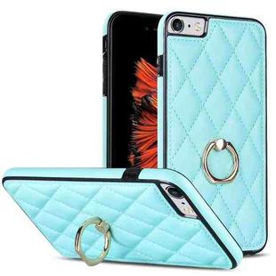 For iPhone SE 2020 / SE 2022 / 7 / 8 Rhombic PU Leather Phone Case with Ring Holder(Blue)