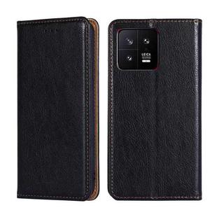 For Xiaomi 13 Gloss Oil Solid Color Magnetic Leather Phone Case(Black)