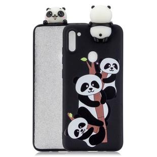 For Galaxy A11 Shockproof Cartoon TPU Protective Case(Three Pandas)