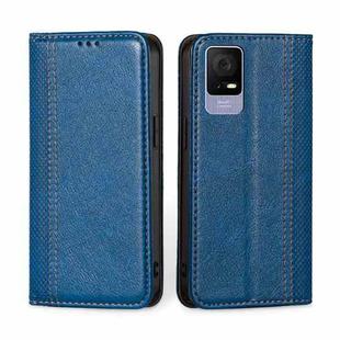 For TCL 405 / 406 / 408 Grid Texture Magnetic Flip Leather Phone Case(Blue)