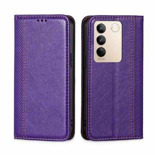 For vivo S16 / S16 Pro Grid Texture Magnetic Flip Leather Phone Case(Purple)