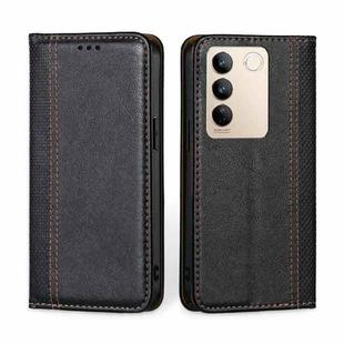 For vivo S16 / S16 Pro Grid Texture Magnetic Flip Leather Phone Case(Black)