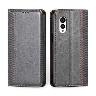 For Fujitsu Arrows N F-51C Grid Texture Magnetic Flip Leather Phone Case(Grey)