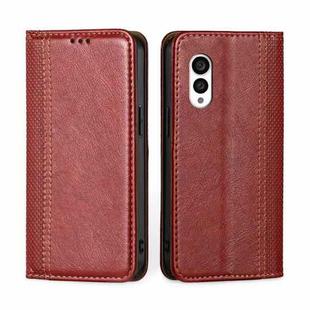 For Fujitsu Arrows N F-51C Grid Texture Magnetic Flip Leather Phone Case(Red)