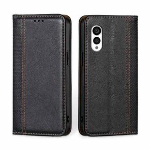 For Fujitsu Arrows N F-51C Grid Texture Magnetic Flip Leather Phone Case(Black)