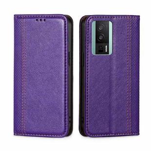 For Xiaomi Redmi K60 / K60 Pro Grid Texture Magnetic Flip Leather Phone Case(Purple)