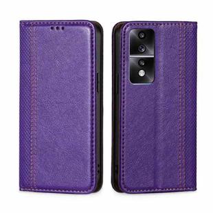 For Honor 80 GT Grid Texture Magnetic Flip Leather Phone Case(Purple)