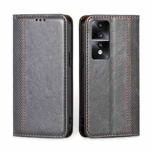 For Honor 80 GT Grid Texture Magnetic Flip Leather Phone Case(Grey)