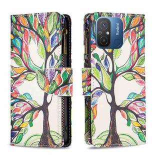 For Xiaomi Redmi 12C Colored Drawing Pattern Zipper Leather Phone Case(Big Tree)