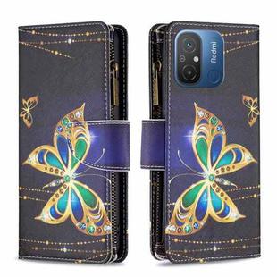 For Xiaomi Redmi 12C Colored Drawing Pattern Zipper Leather Phone Case(Big Butterfly)