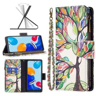 For Xiaomi Redmi Note 12S 4G / Note 11 Colored Drawing Pattern Zipper Leather Phone Case(Big Tree)