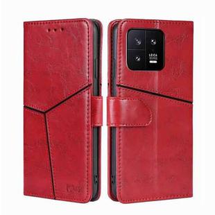 For Xiaomi 13 Geometric Stitching Horizontal Flip Leather Phone Case(Red)