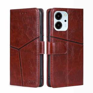 For Honor 80 SE Geometric Stitching Horizontal Flip Leather Phone Case(Dark Brown)