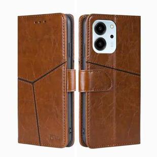 For Honor 80 SE Geometric Stitching Horizontal Flip Leather Phone Case(Light Brown)