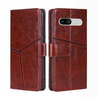 For Google Pixel 7a Geometric Stitching Horizontal Flip Leather Phone Case(Dark Brown)