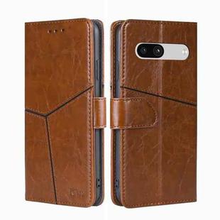 For Google Pixel 7a Geometric Stitching Horizontal Flip Leather Phone Case(Light Brown)