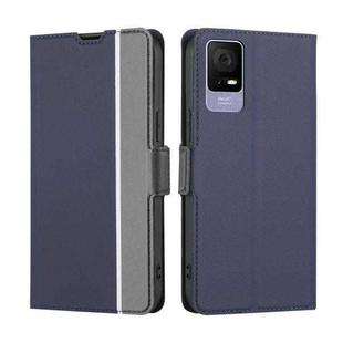 For TCL 405 / 406 / 408 Twill Texture Side Button Leather Phone Case(Blue)