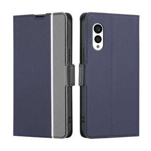 For Fujitsu Arrows N F-51C Twill Texture Side Button Leather Phone Case(Blue)