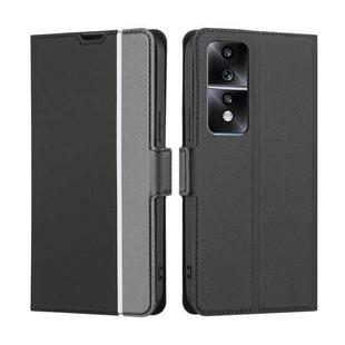 For Honor 80 GT Twill Texture Side Button Leather Phone Case(Black)