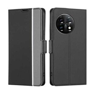 For OnePlus 11 Twill Texture Side Button Leather Phone Case(Black)