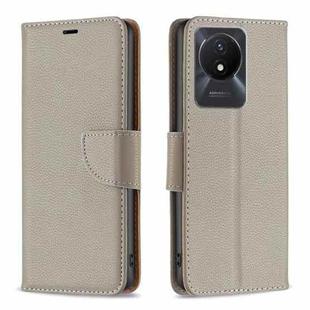 For vivo Y02 4G Litchi Texture Pure Color Leather Phone Case(Grey)