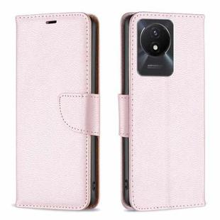 For vivo Y02 4G Litchi Texture Pure Color Leather Phone Case(Rose Gold)