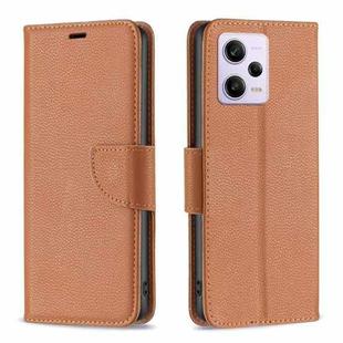 For Xiaomi Redmi Note 12 Pro+ Global Litchi Texture Pure Color Leather Phone Case(Brown)