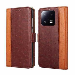 For Xiaomi 13 Pro Ostrich Texture Flip Leather Phone Case(Brown)