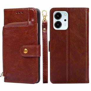 For Honor 80 SE Zipper Bag Leather Phone Case(Brown)