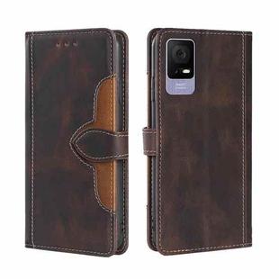 For TCL 405 / 406 / 408 Skin Feel Magnetic Buckle Leather Phone Case(Brown)