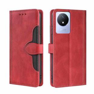 For vivo Y02 4G Skin Feel Magnetic Buckle Leather Phone Case(Red)