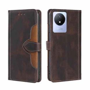 For vivo Y02 4G Skin Feel Magnetic Buckle Leather Phone Case(Brown)