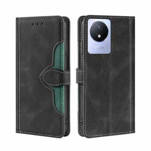 For vivo Y02 4G Skin Feel Magnetic Buckle Leather Phone Case(Black)