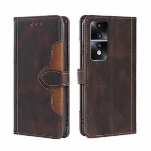 For Honor 80 GT Skin Feel Magnetic Buckle Leather Phone Case(Brown)