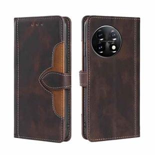 For OnePlus 11 Skin Feel Magnetic Buckle Leather Phone Case(Brown)