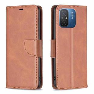 For Xiaomi Redmi 12C Lambskin Texture Leather Phone Case(Brown)