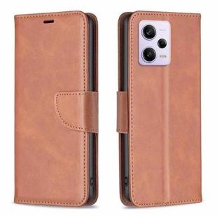 For Xiaomi Redmi Note 12 Pro+ Global Lambskin Texture Leather Phone Case(Brown)