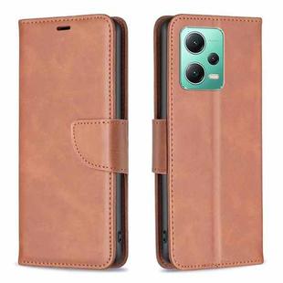 For Xiaomi Redmi Note 12 Global Lambskin Texture Leather Phone Case(Brown)